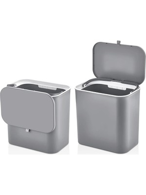 PremiumPort Pratik Kapaklı Dolap Içi Çöp Kovası 15 Litre, Yapışkanlı Tasarım