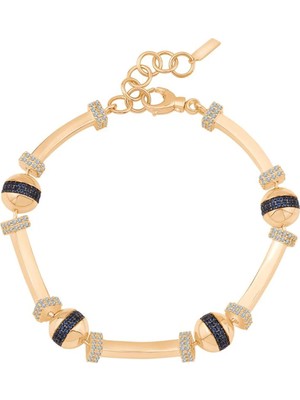 Ema Jewellery Mavi Taşlı Top Silindir Bileklik