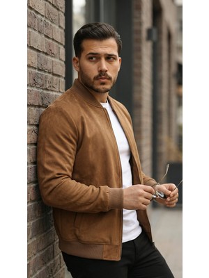Modenya Erkek Önden Fermuarlı Içi Astarlı Süet Ceket