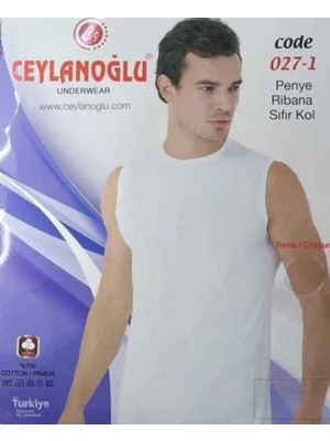 Ceylanoğlu Ribana Erkek 0 Yaka Kolsuz Atlet 027 S Beyaz Pamuklu Rahat Tasarım