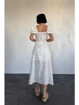 Periliçekeçe Lila Çiçekli Yazlık Elbise