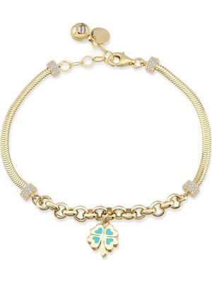 Seval Kuyumculuk Mineli Yonca Detaylı Bileklik