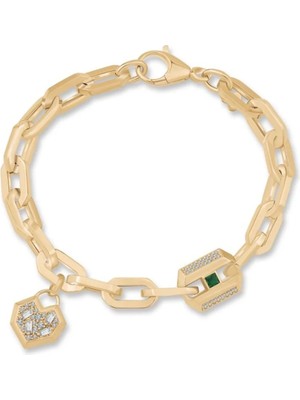 Ema Jewellery Italyan Tasarım Baget Taşlı Kalp Bileklik