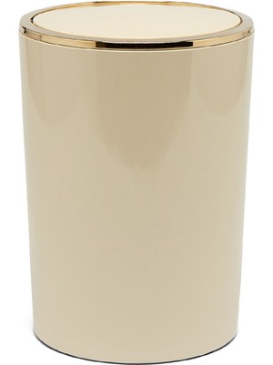 PremiumPort Şık Bej ve Altın Renkli 6 Lt Çok Amaçlı Çöp Kovası