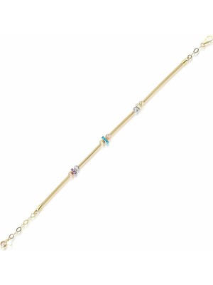 Ema Jewellery Altın Renkli Mineli Trend Bileklik