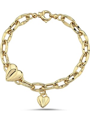 Seval Kuyumculuk Kalp Charmlı Altın Bileklik