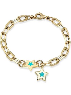 Seval Kuyumculuk Yıldızlı Mineli Altın Bileklik