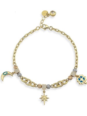 Seval Kuyumculuk Renkli Charmlı Altın Bileklik