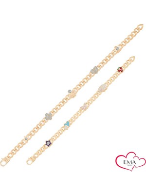 Ema Jewellery Anne Çocuk Mineli Gurmet Altın Bileklik