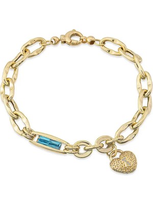 Seval Kuyumculuk Renkli Taşlı Kalpli  Altın Bileklik