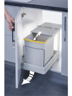 PremiumPort Gri Renkli 20 Lt Dolap Içi Raylı Çöp Kovası, Pratik ve Şık Tasarım