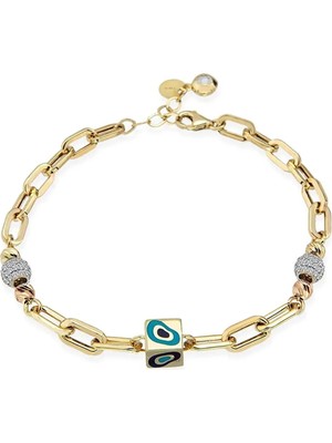 Seval Kuyumculuk Nazar Mineli Altın Bileklik