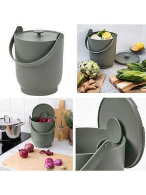 PremiumPort Katlanabilir Çöp Kovası, Mint Yeşili, 4l, Kenara Sabitlenebilir, Plastik