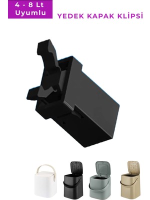 PremiumPort Çiftli Yedek Kapak Klipsi, Tutma Saplı Iç Kovalı Çöp Kovası 4-8 Lt