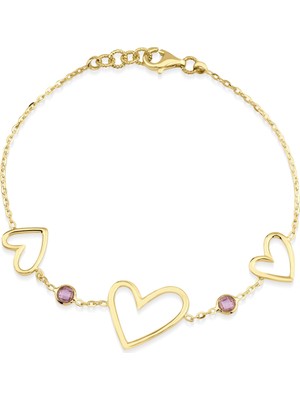 Genola Altın Kalpli Bileklik