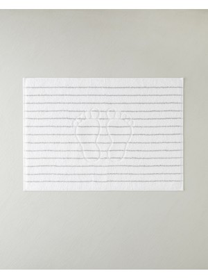 English Home Mono Stripe Pamuk Ayak Havlusu 50x70 cm Beyaz - Gri