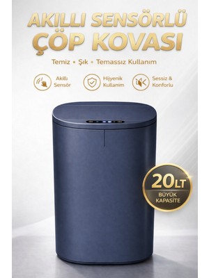 PremiumPort 20L Sensörlü Çöp Kovası, Otomatik Kapak, Temassız Kullanım