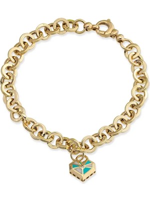 Seval Kuyumculuk Kalp Detaylı Altın Bileklik