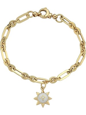 Seval Kuyumculuk Altın Güneş Detaylı Zincir Bileklik