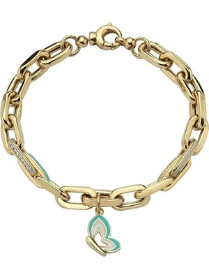 Seval Kuyumculuk Mineli Kelebek Charmlı Altın Bileklik