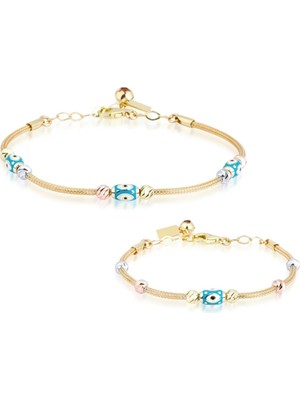 Ema Jewellery Anne Çocuk Nazar Boncuklu Ikili Set Altın Bileklik