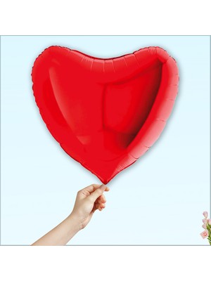 Süsle Bebek ve Parti Kalp Folyo Balon, 60cm - Kırmızı