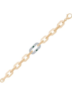 Ema Jewellery Italyan Tasarım Yeşil Taşlı Altın Bileklik