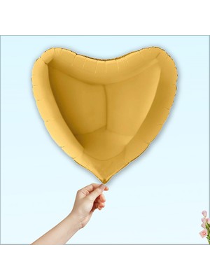 Süsle Bebek ve Parti Kalp Folyo Balon, 60cm - Altın