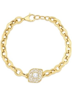 Genola Altın Taşlı Tasarım Bileklik