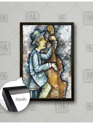 SML Tablo Viyolonsel Çalan Sokak Sanatcısı Müzik Keman Aşk Art Dekor Dikey Çerçeveli Kanvas Tablo