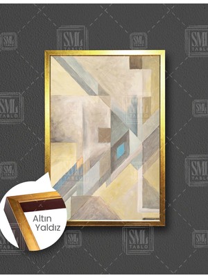 SML Tablo Pastel Tonlar Içiçe Geçmiş Abstract Dokusal Geometrik Şekiller Dikey Çerçeveli Kanvas Tablo