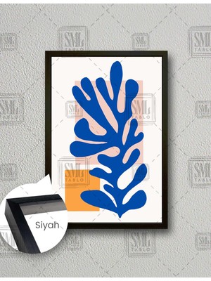 SML Tablo Mavi Mercan Pembe ve Turuncu Kare Boho Minimal  Dikey Çerçeveli Kanvas Tablo