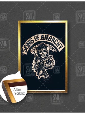 SML Tablo Sons Of Anarchy Motorsiklet Çetesi  Dikey Çerçeveli Kanvas Tablo