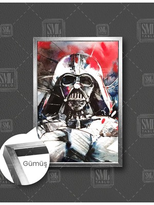 SML Tablo Star Wars Darth Vader Suluboya  Dikey Çerçeveli Kanvas Tablo