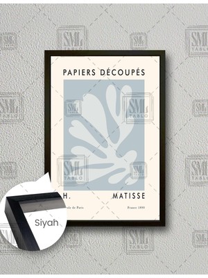 SML Tablo Minimal Boho Mavi Bitki Minimal  Dikey Çerçeveli Kanvas Tablo