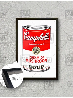SML Tablo Campbells Soup Konserve Çorba Pop Art  Dikey Çerçeveli Kanvas Tablo