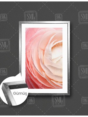 SML Tablo Pembe Gül Yaprakları Yakın Çekim Degrade Doğa  Dikey Çerçeveli Kanvas Tablo