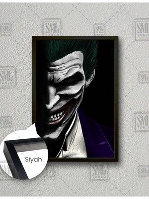SML Tablo Yeşil Saçlı Kızgın Gülen Joker Batman Film Dekor Dikey Çerçeveli Kanvas Tablo