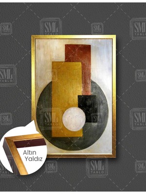 SML Tablo Ressam Ivan Kliun Geometrik Iç Içe Geçmiş Dokusal Şekiller Dikey Çerçeveli Kanvas Tablo