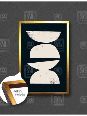 SML Tablo Siyah Yarım Daire Siyah Heykeller Iskandinav Boho  Dikey Çerçeveli Kanvas Tablo