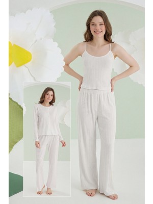 Nbb Ekru Loungewear Pintel 3lü Pijama Takımı