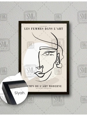 SML Tablo Les Femmes Dans Lart Çizgi Kadın Silüeti Boho Minimal  Dikey Çerçeveli Kanvas Tablo