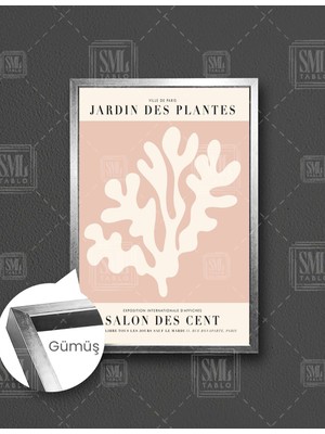 SML Tablo Minimal Boho Pembe Bitki Minimal  Dikey Çerçeveli Kanvas Tablo