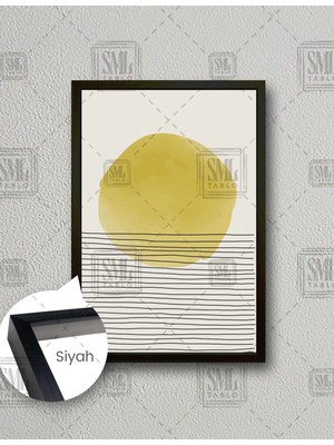 SML Tablo Modern Soyut Altın Yuvarlak Siyah Çizgi Içinde Daire Dekoratif Dikey Çerçeveli Kanvas Tablo
