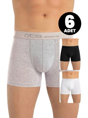 Öts 6'lı Erkek Boxer Likralı Esnek (%96 Pamuk - %4 Elastan)