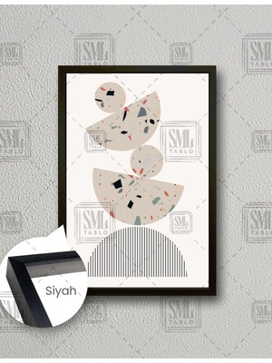 SML Tablo Terazzo Taş Heykeller Çizgi Yarım Daire Boho  Dikey Çerçeveli Kanvas Tablo