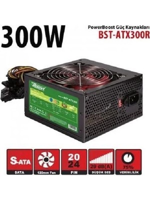 Powerboost BST-ATX300R 300W 12 cm Kırmızı Fan Atx Psu Retaıl Box (Kutulu)