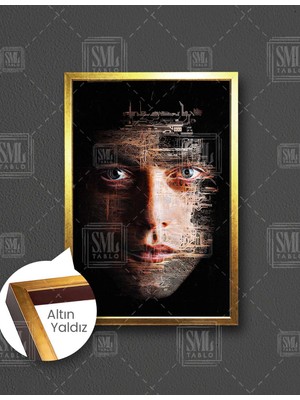 SML Tablo Mr Robot Hacker Işlemci Bilgisayar Parçaları Yüz Silüeti  Dikey Çerçeveli Kanvas Tablo