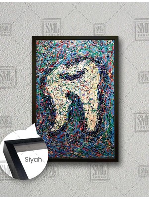 SML Tablo Soyut Renkler Içinde Beyaz Diş Büro Diş Hekimi Ofis Dekor Dikey Çerçeveli Kanvas Tablo