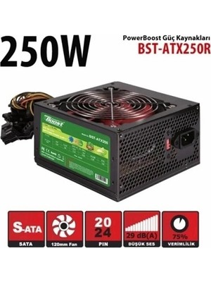 Powerboost BST-ATX250R 250W Atx Psu 12 cm Kırmızı Fan Retaıl Box (Kutulu)
